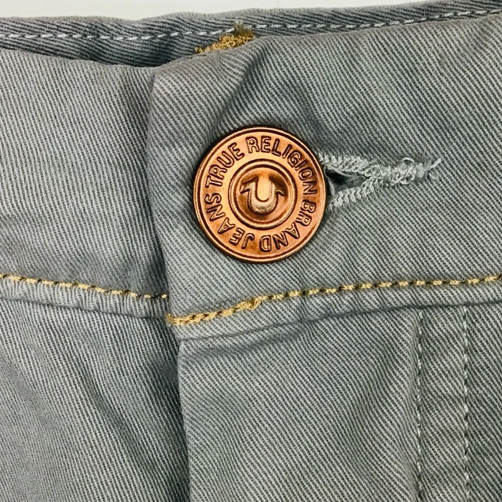 True Religion Rocco Tailored Overdye Twill Jeans Pants Gray Button Fly 33